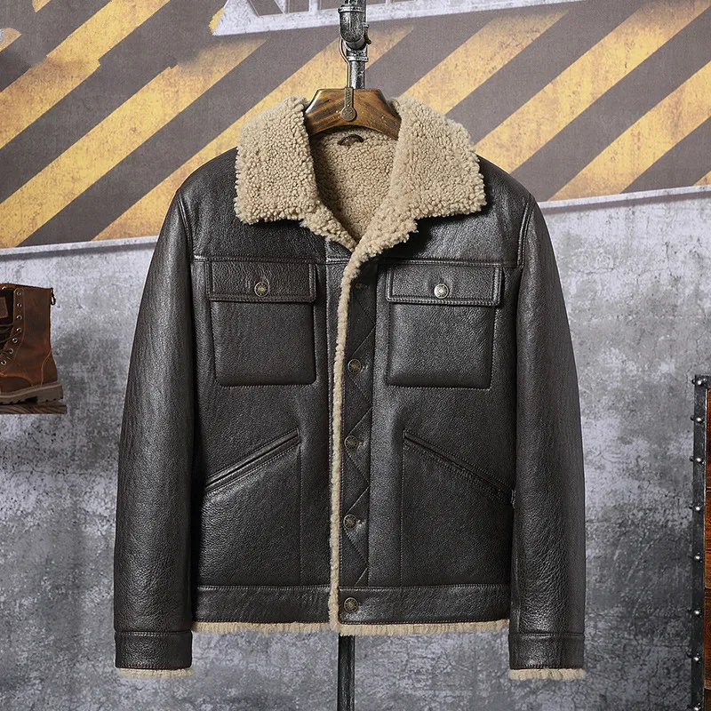 Новое зимнее толстое меховое пальто из натуральной кожи мужское однобортное