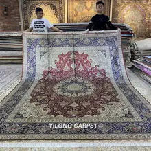 Yilong 8'x10' большой красный Восточный ковер ручной работы негабаритных шелковый ковер из Ирана(SL193A