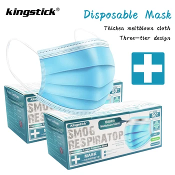 

Face Masks 50/100 Pcs 3 Layers Masks Non-woven Meltblown Cloth Disposable Mask -Dust Filter Earloop Mouth Masks