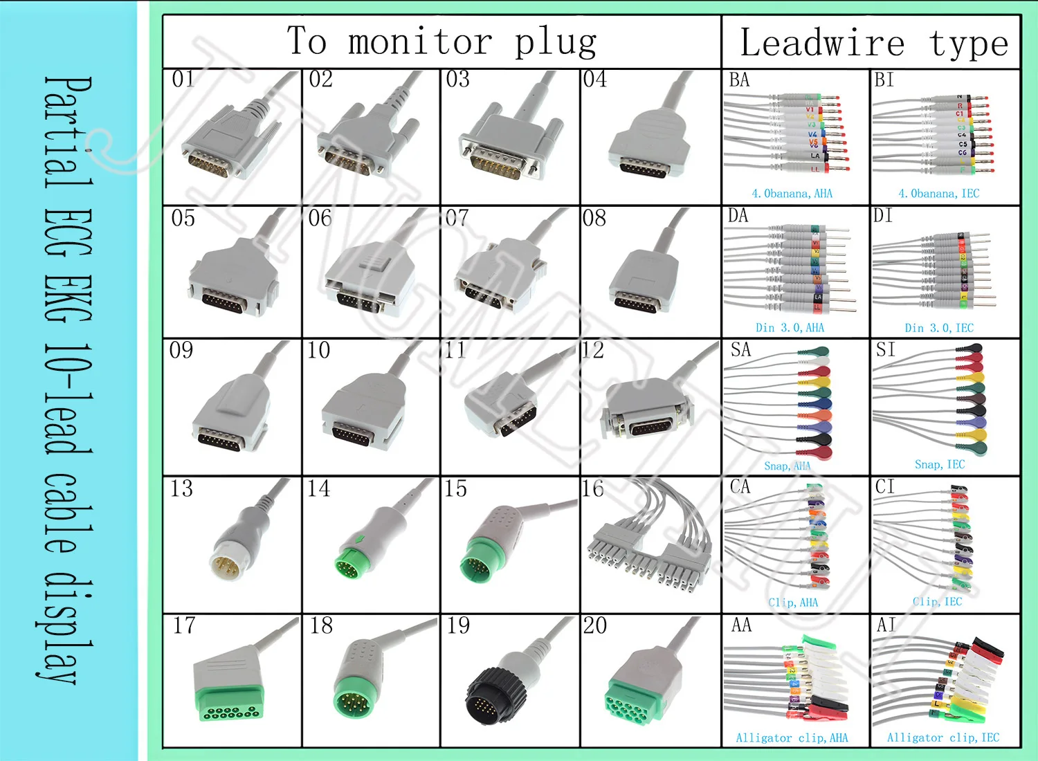 Compatível com Nihon Kohden BSM 230123535100Supply K901Artigo BJ 900P 10 Chumbo cabo ECG ECG
