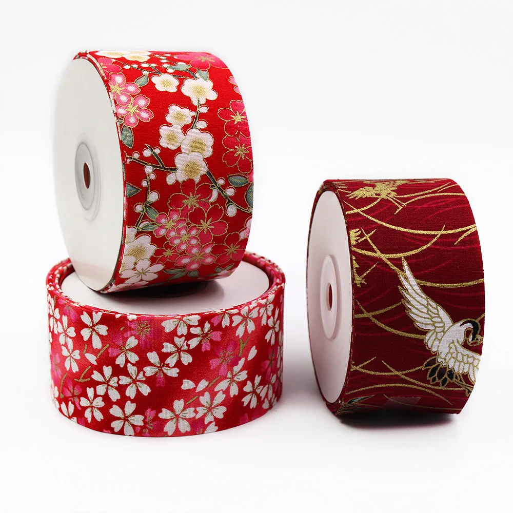 Double-Sided Japanese Style Plaid Fabric Webbing 5Yards Bow Cap DIY Clothing Accessories Party Gift Packaging ribbon supplies,webbing craft supplies