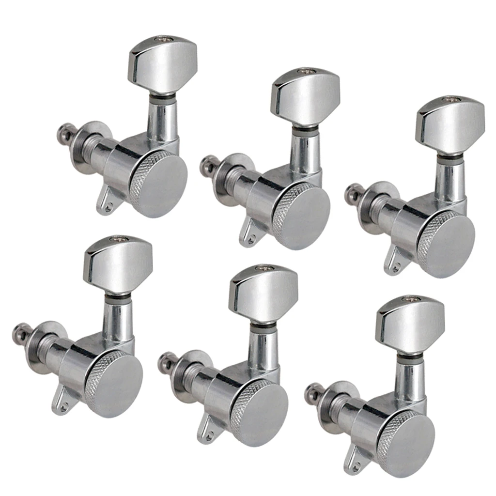6 Pieces Guitar String Tuning Peg, Tuner Machine Heads Knobs - Locking String Set for Electric Guitar -Silver (6 for Left )