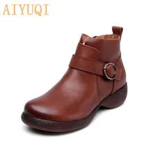 AIYUQI женская обувь; Новинка года; женская обувь на танкетке с высоким берцем; повседневные осенние женские ботинки из натуральной кожи в стиле ретро