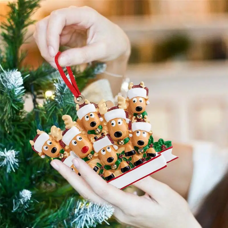 Wood Christmas Elk Deer Ornaments Xmas Tree Hanging Decoration Pendant Kids Gift 