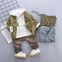 Autumn Baby Boys Clothing Toddler Infant Clothes Suits Kids Stripe Coats T Shirt Pants 3Pcs/Sets Children Casual Costume
