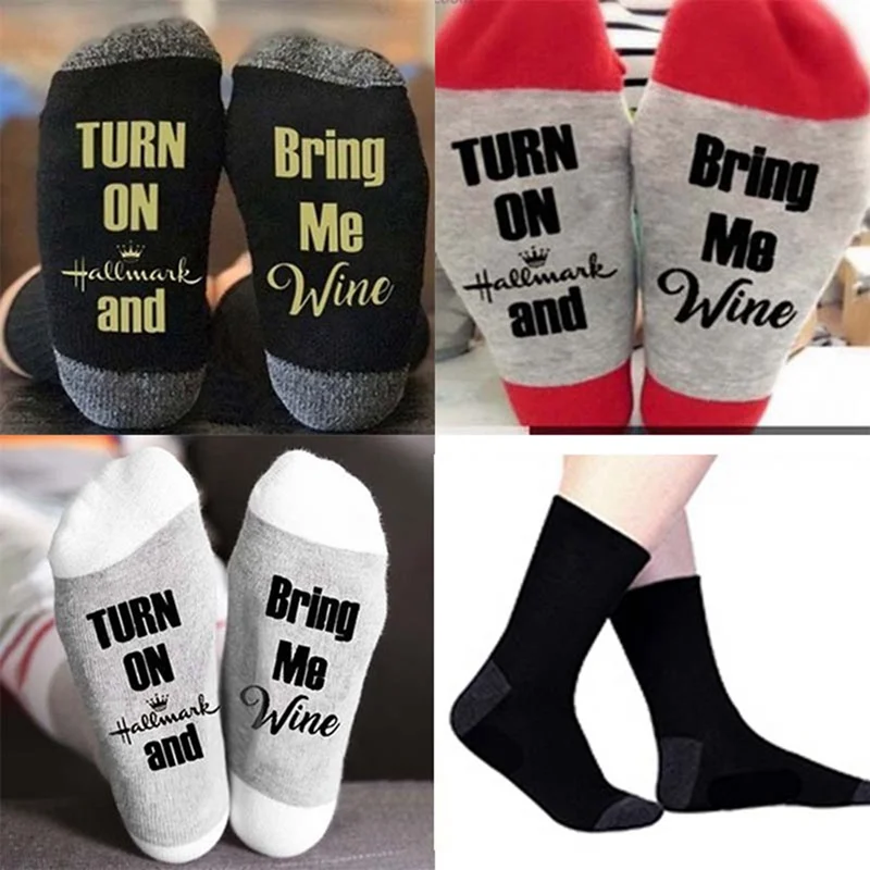 Christmas Letters Printed Women Winter Warm Socks Christmas Gifts