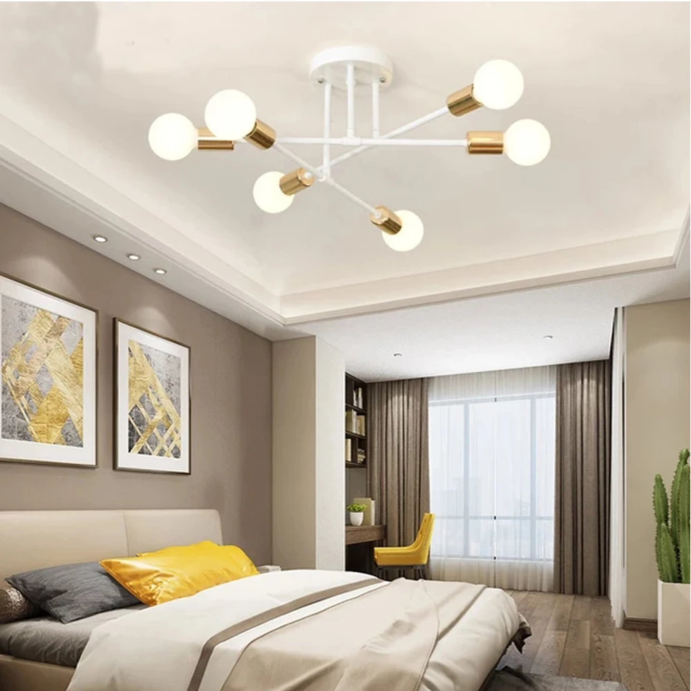 Modren Creative Ceiling Lamp Simple Nordic Pendant Lights American Country Minimalist Bedroom Lights Loft Branch Chandelier