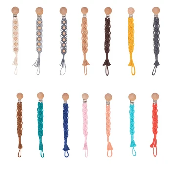 

Colorful Baby Pacifier Clip Knitted Pacifier Chain Dummy Clip Nipple Holder Kids Pacifier Clips Teether Anti-drop Rope