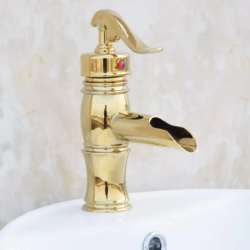 

Gold Color Brass NEW "Water Pump Look" Style Single Hole / Lever Bathroom Vessel Basin Sink Faucet Hot Cold Mixer Tap agf051