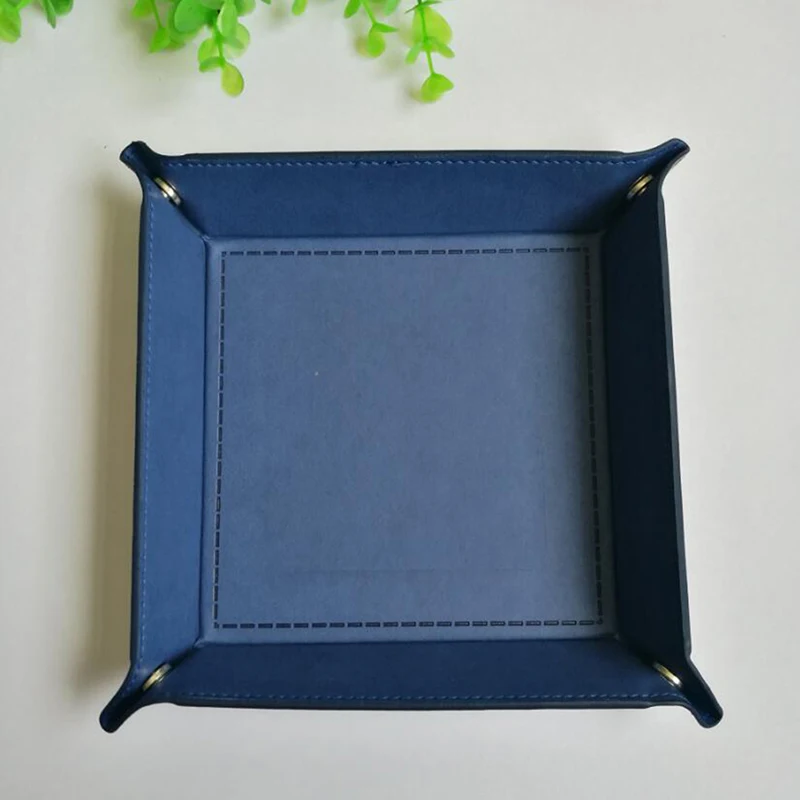 Foldable Storage Tray Leather Belt Snap Buckle Four Corners Folding Debris Creative Office Desk Coin Key | Дом и сад