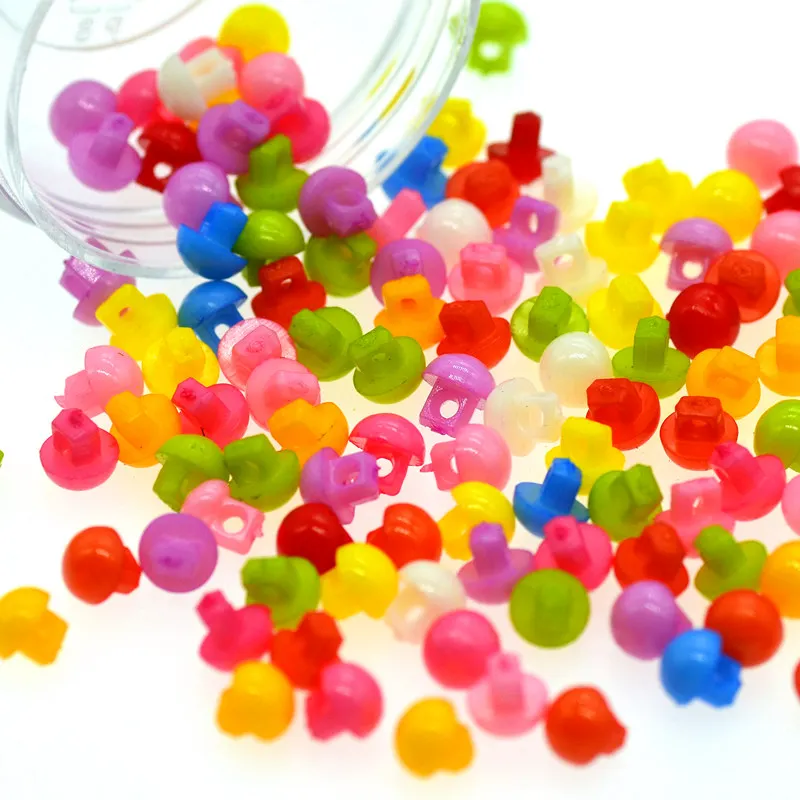 

200PCS 5mm Plastic Candy Color Mushroom Garment Buttons Crafting Sewing Buttons DIY Crafting Supplies