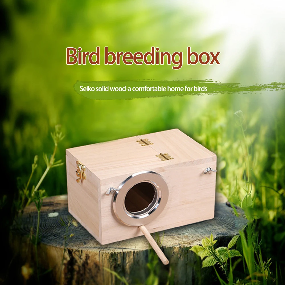 Wood Bird Breeding Box Bird House Nest Parrot Breeding Decorative Cages Pet Accessories Home Balcony Decoration
