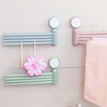 

Towel Rack 4 Arms Rotatable Towel Hanging Wall-Mounted Bathroom Towel Rack Movable Towel Bars Bathroom Kitchen Storage Products