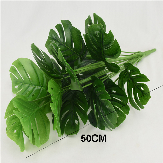 Plant Fake Plants Green Plastic Palm Monstera Leaves Summer Party Decoration Beach Wedding Table Home Room Decor