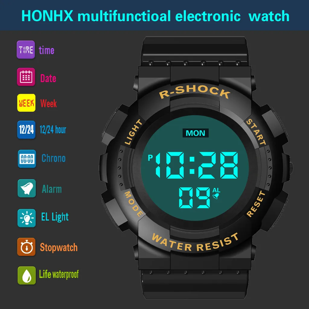Waches Для мужчин reloj mujer honhx роскошный Для мужчин s цифровой светодиодный часы Дата спортивные Для мужчин на открытом воздухе, электронные часы, для мужчин, часы