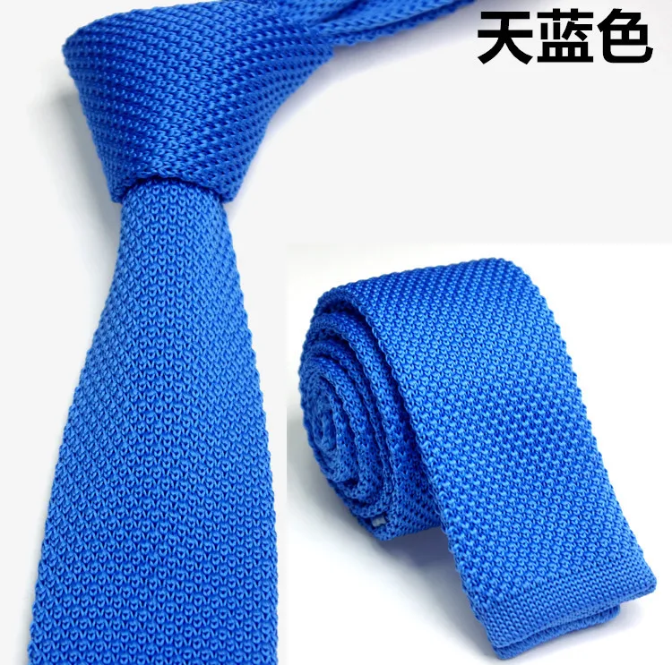 Korean-style Solid Color Knitted Tie Men And Women Slim Tie Casual Knitted Tie Yarn Tie 28-Color