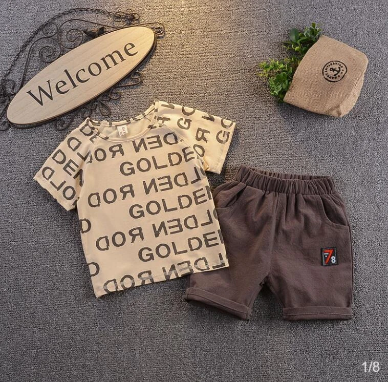 Bibicola 0-2Y Summer Newborn Baby Boy Clothes set Infant T-shirt Overalls +Camouflage Shorts Outfits Clothing Set |