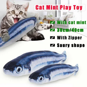 

40cm Fish Toy For Cat Interactive Cat Chew Bite Toys Hemp Rope Cat Mouse Fishing Game Wand Feather Stick Toys Cat Wagging Toy