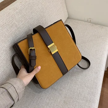 

2019 autumn and winter Women new Korean version of the retro matte Cross-body bag wide shoulder strap Messenger bag female