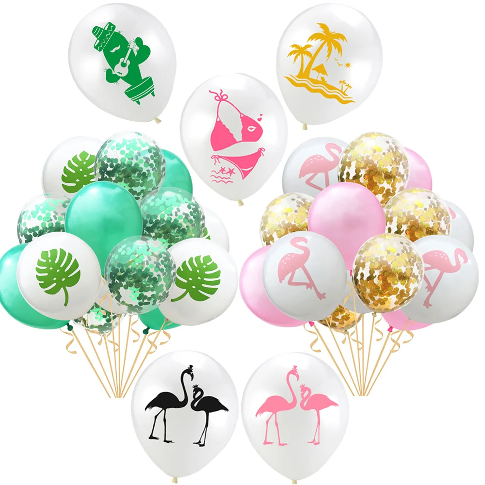 

Cute 12inch Bikini Cactus Flamingo Latex Balloon Confetti Pineapple Balloon ballon For Wedding Hawaii Beach Party Decoration