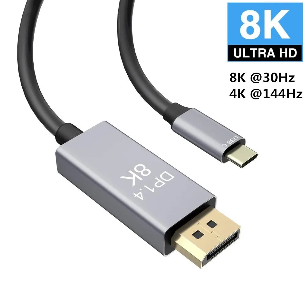 8k Usb C Naar Displayport 1 4 Kabel 4k 144hz Usb 3 1 Type C Thunderbolt 3 Te Dp Kabel Voor Macbook 17 Galaxy S9 Huawei P Aliexpress