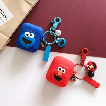 

For Apple AirPods Case Cover Cute Cartoon Sesame Street Bluetooth Earphone Case For Airpods Protective Cover With Key Ring Gifts