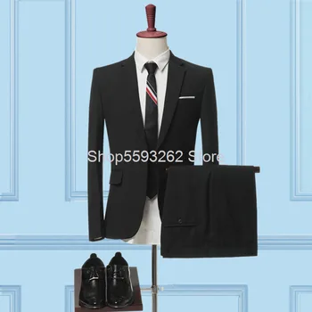 

Men Slim Fit Suit Suit Two-piece Set Male Business Leisure Occupation Pack Groom Best Man Suit Male