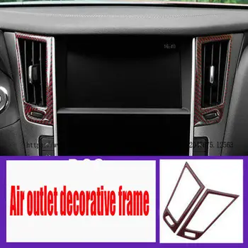 

Car modification Car accessories Red Carbon Fiber 2pcs Air outlet decorative frame For Infiniti Q50 2014-2018