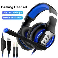 Professional Gaming Headphone casque Computer Stereo Deep Bass Game Headset Earphone with Mic LED Backlight for PC Gamer