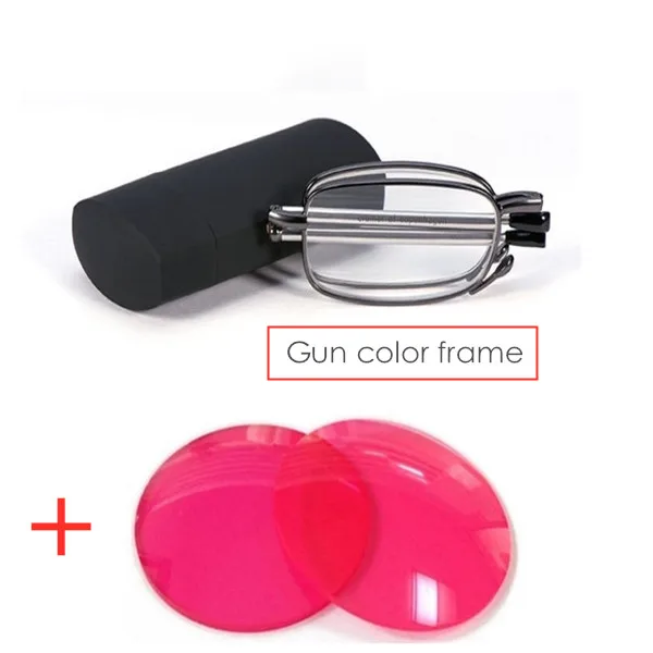 Gun Red GLTREE Мини Складные Пользовательские цветные очки для слепых женщин и мужчин цвет-слепота корректирующие очки при дальтонизме чехол - Цвет линз: Gun Red