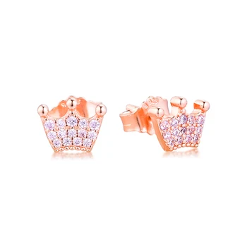 

GPY Earrings for Women Pink Enchanted Crowns Stud Earring Pendientes Kolczyki Earings Aretes Brincos 925 sterling silver Jewelry