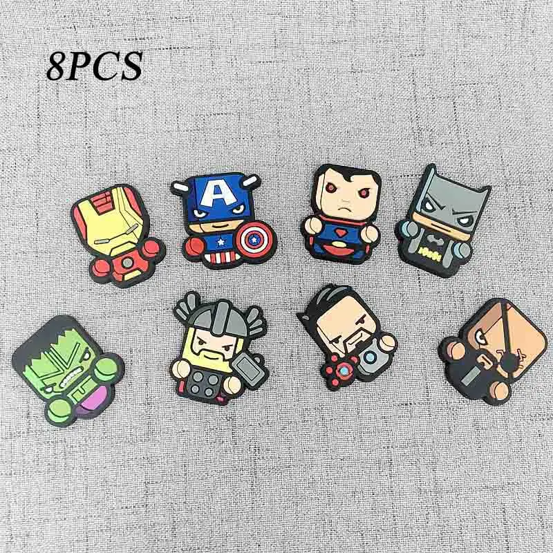 4/6/8 PCSThe Мстители Marvel холодильник Стикеры Творческий Капитан Америка Супермен ПВХ магнитна холодильник, подарок для детей - Цвет: 8PCS