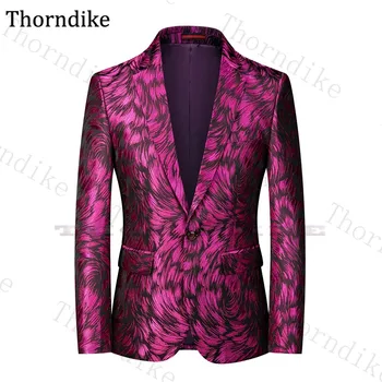 

Thorndike New Notched Lapel Men Blazer Slim Fit Fancy Blazers Suit Jacket Tops Coat Flower Wedding Party Dress Suit Jacket 2020