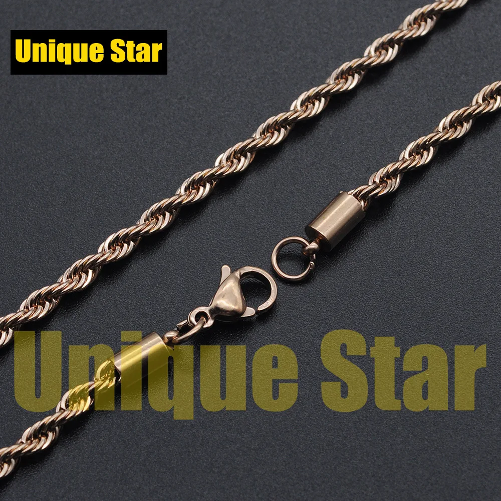 Цепочка из нержавеющей стали с покрытием розового золота 3 шт./лот мм ожерелье