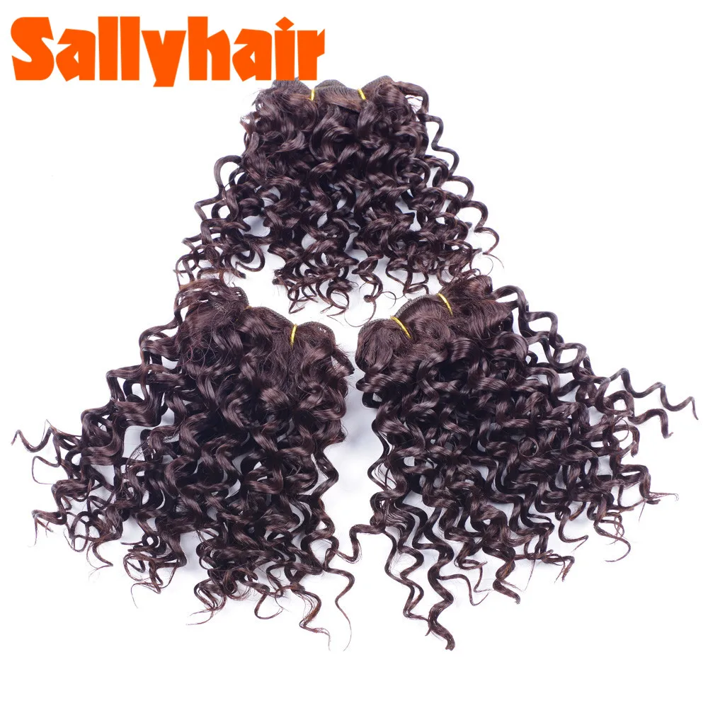 Sallyhair Ombre Color Afro Kinky Curly Crochet Hair Weave Mixed Black Burgundy Synthetic Hair Extensions 3pclot Hair Weavings  (33)