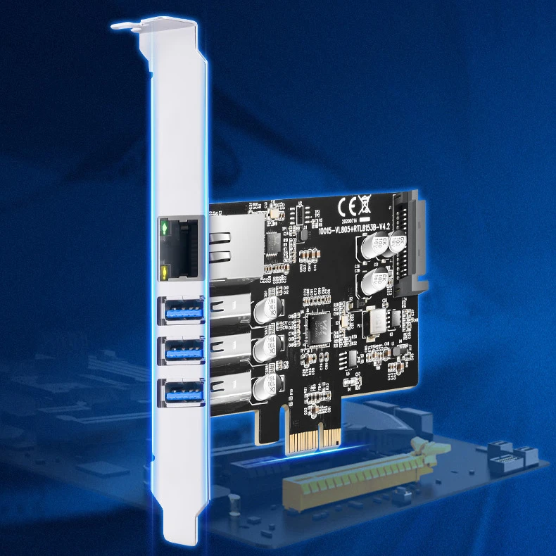 Maiwo-hub de Expansão Portas Usb 1000 Pcie x1 para 5gbps Docking Gigabit Ethernet 300mbps Adaptador de Desktop Conversor Cartões para acréscimos - Imagem 2