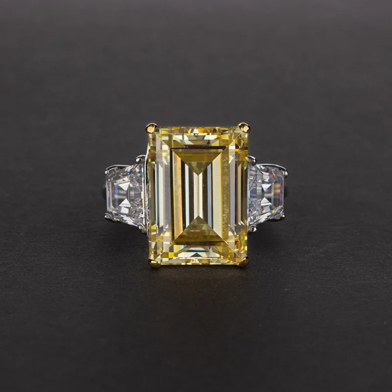 Yellow Ring Роскошные 925 пробы серебряные обручальные кольца для женщин 5 цветов ааааа+ кубический циркон обручальное кольцо ювелирные изделия женские кольца на день рождения - Цвет основного камня: Yellow Ring