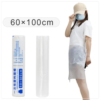 

100pcs Kitchen Disposable Plastic Aprons Waterproof Painting Apron Sleeveless Plastic Aprons Kitchenware White/Pink Men Women