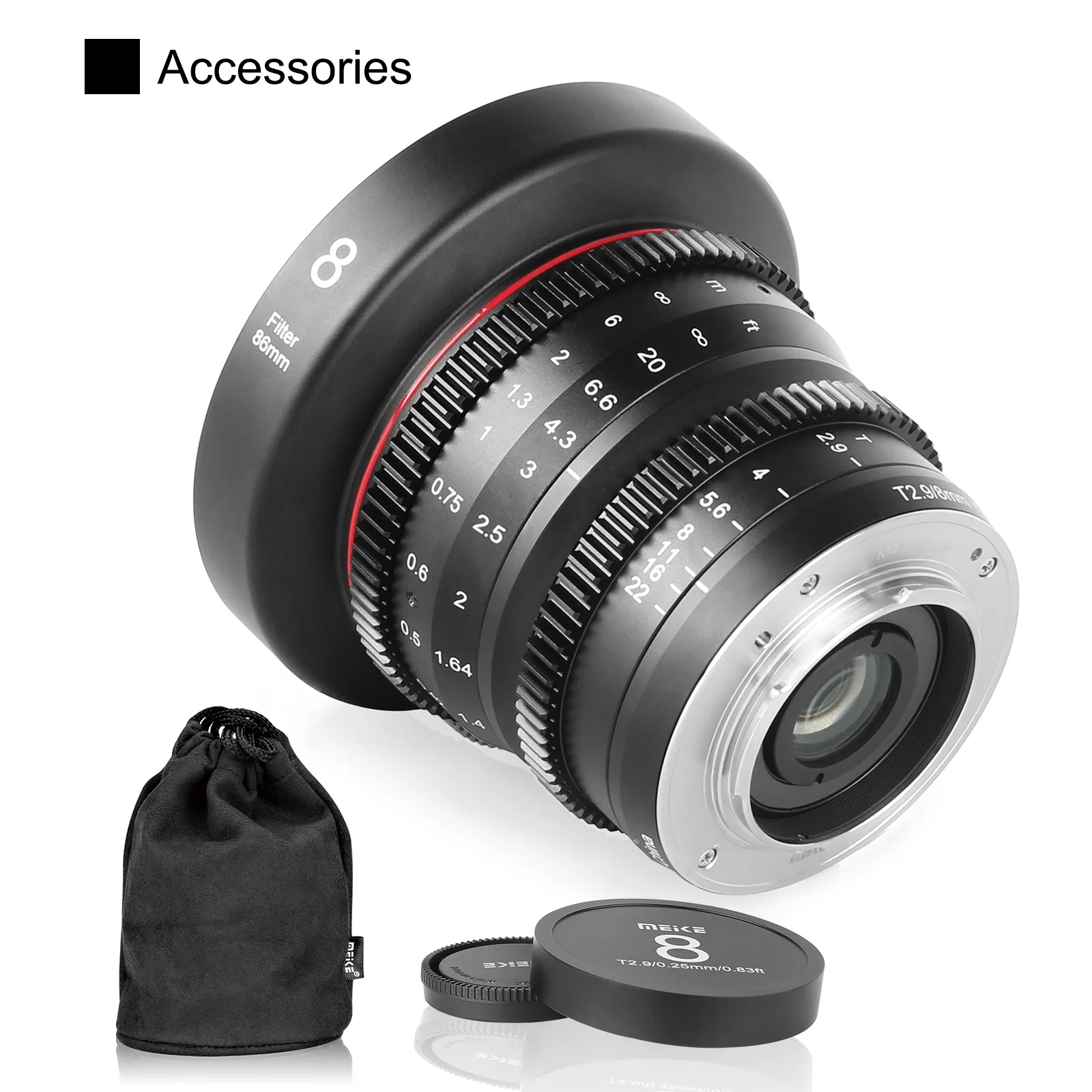 Meike Cine Lens 8mm T2.9 for for Micro Four Thirds (MFT, M4/3) Mount Olympus Pan