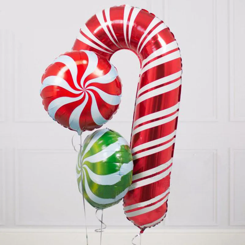 1pcs 83cm foil balloons Red Candy Cane Merry Christmas balloon decoration inflatable air balls Birthday party supplies Xmas - Цвет: 3pcs as picture