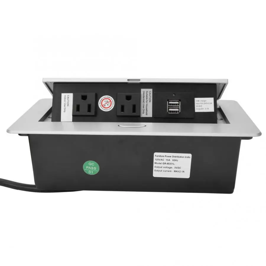 Prise electrique 2 шт. стандарт США розетка+ 2 шт. USB интерфейс Алюминиевый Сплав стол настольный офис бытовая техника steckdose