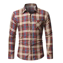 Осень, стиль, мужская клетчатая рубашка с длинным рукавом, приталенная рубашка большого размера с заостренным воротником, Мужская Базовая рубашка