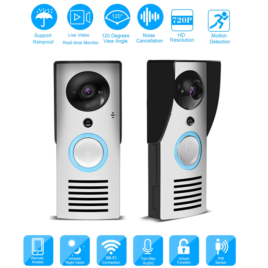 

Monitor for Smart Bell WIFI 720P Video Doorbell Wireless Door Phone Intercom HD Camera Motion Sensor 720P Video doorbell