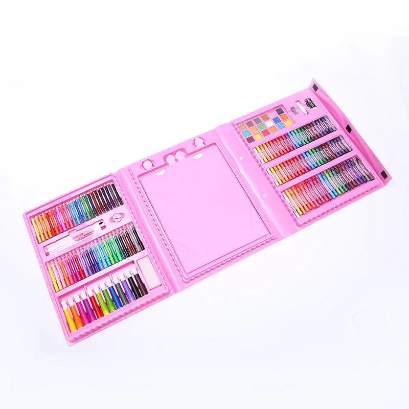 208 Pcs/Set Painting Drawing Art Set Paint Brushes markers Watercolor Colours Pens Water Color Pencils Arter Supplies Kids Gift - Цвет: 176 colors pink