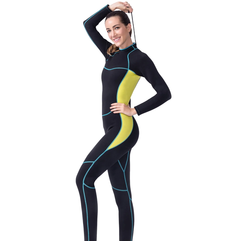 Женский гидрокостюм для дайвинга 3 мм, неопреновый гидрокостюм, эластичные гибкие гидрокостюмы для дайвинга, спортивная одежда для дайвинга, серфинга - Цвет: XL Black and Yellow