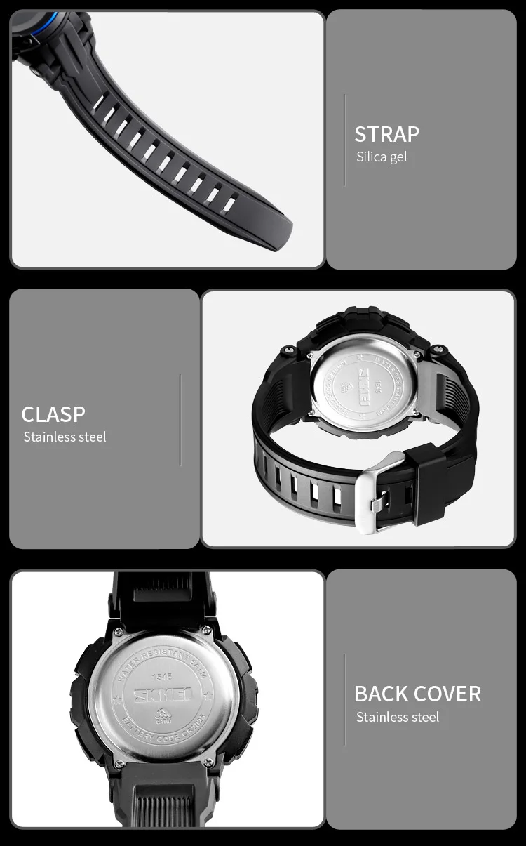 Skmei спортивные часы модные мужские электронные часы хронограф 50 м Водонепроницаемый Будильник цифровые наручные часы Relogio masculino 1258