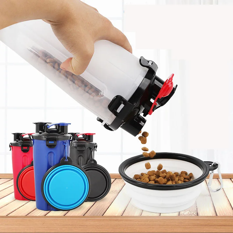 

Pet Feeder 2 in 1 Dog Water Bottle Collapsible Dog Bowl Travel Outdoor Food Water Drinking Fountain For Cats And Dogs BW609