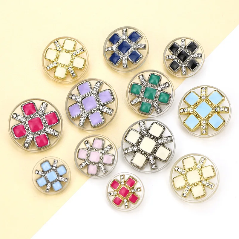 2020 NEW 2pcs metal PVC synthetic diamond buttons premium women