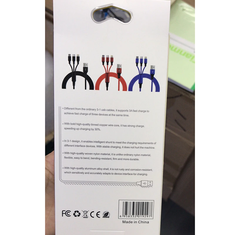 USB кабель для Xiaomi 3 в 1-type C Micro-USB Lightning зарядное устройство IPhone кабель для Android IOS Iphone samsung