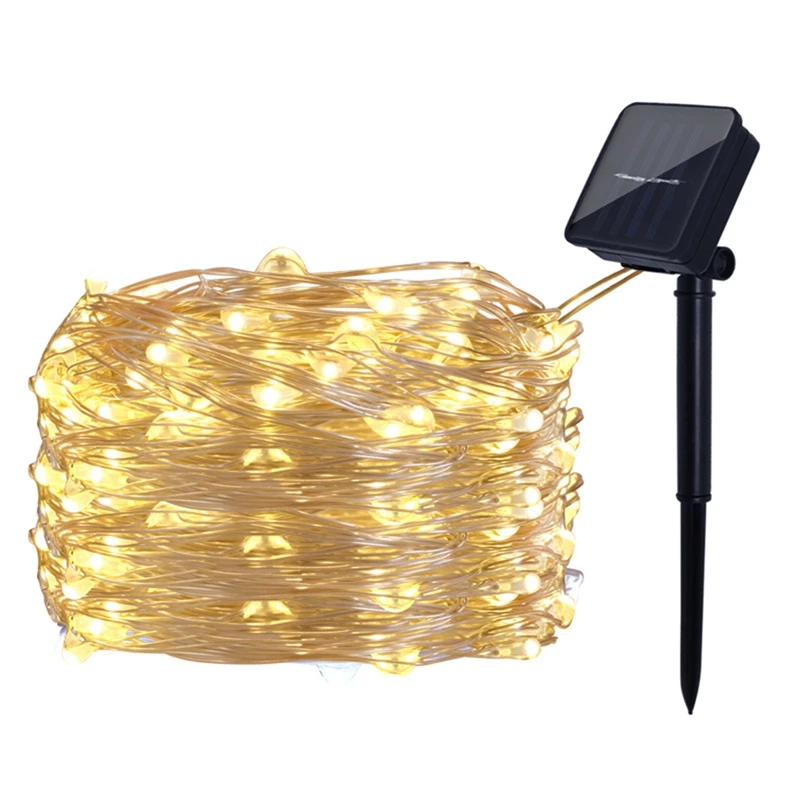 2 шт Солнечные гирлянды, 10 м 100LED наружные гирлянды, водонепроницаемые декоративные гирлянды для патио, сада, ворот, двора